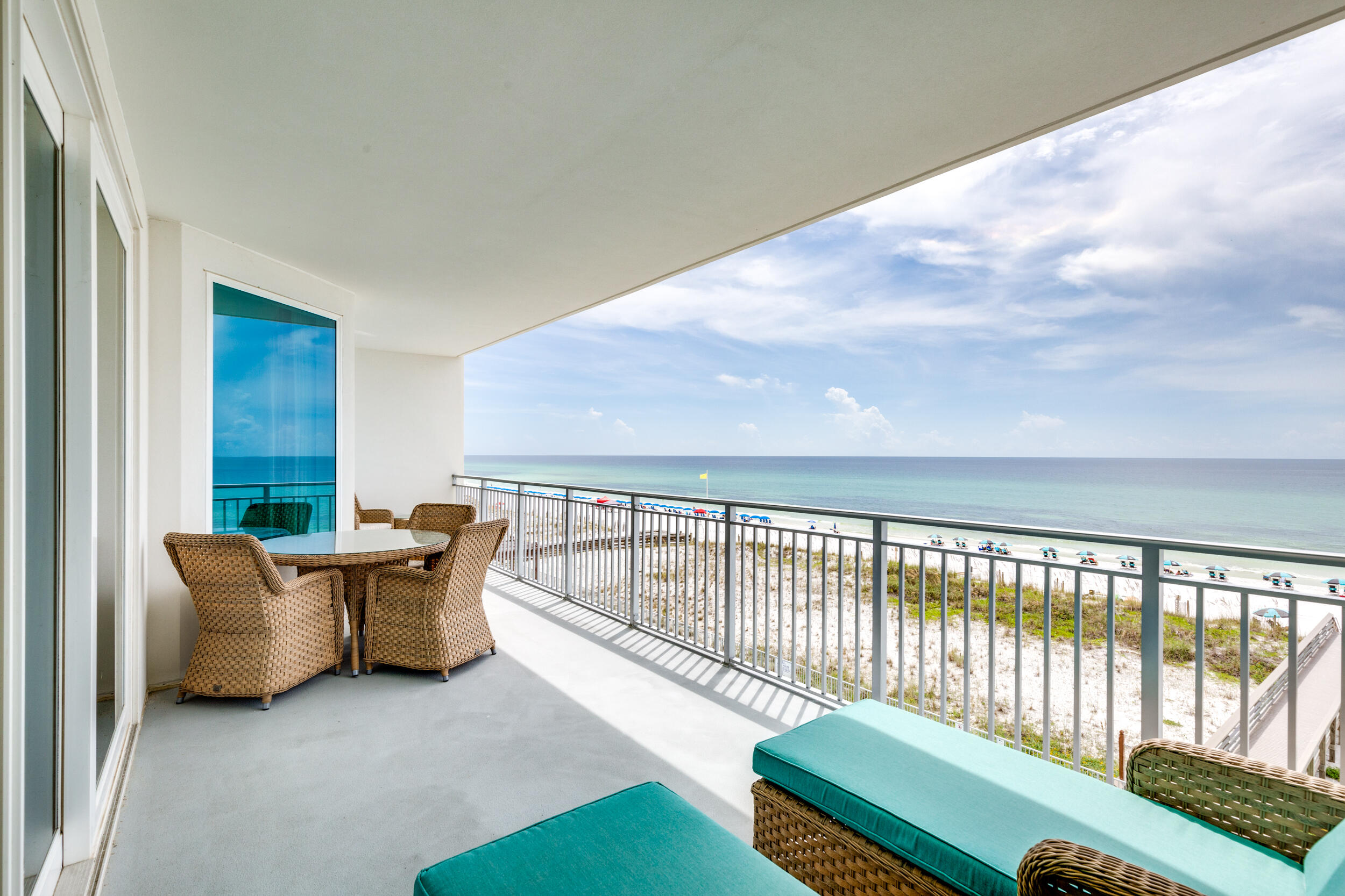 Welcome to 404 blu, a coastal contemporary Gulf-front residence. This has been a second home with very little use and is in like new condition. Interior appointments include beautiful coastal style furnishings that convey with the sale, ceramic tile throughout, gourmet kitchen, quartz countertops, gas range, stainless appliances, tile backsplash, large laundry room with full size GE washer and dryer and owner closets. Plan B is a spacious 1,837 sq ft, 3 BR 3 BA residence with a media room and 235 sq ft expansive 29' terrace. Assigned covered parking space conveys with the condo. Property amenities include 2 gulf front pools, one heated, together total over 4,500 sq ft fronting 313' on the Gulf, fitness center, jetted hot tub, grilling area, fire pit & gated entrance.