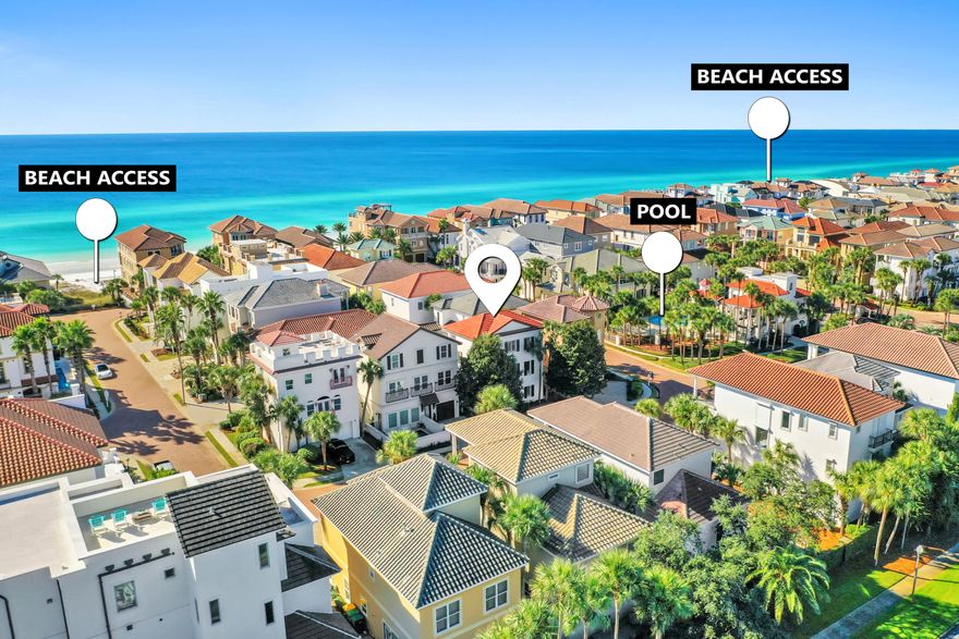 HUGE PRICE IMPROVEMENT!  Welcome to ''Ciao Bella'' -- Your Luxurious Coastal Haven.  Nestled in the illustrious beachside community of Destiny by the Sea, ''Ciao Bella'' offers the pinnacle of coastal living. This secure, gated community boasts private deeded beach access just steps from your door, along with an impressive community pool and inviting hot tub. Whether you're looking to make Ciao Bello your home or a vacation rental machine, this fully furnished and professionally decorated property will not disappoint. The first level of this beautifully renovated beachside retreat features a spacious bunkroom and an inviting queen bedroom, connected by a stylish Jack-and-Jill bathroom with separate vanities. The well-appointed laundry room includes extra storage and a second refrigerator for added convenience. Step out onto the back deck, where you'll find a brand-new grill, a cozy seating area, and an outdoor dining spaceperfect for alfresco meals and evening gatherings.

Second level was designed with an open-concept layout, the second floor is an entertainer's paradise. The chef's kitchen is a masterpiece, featuring elegant white shaker cabinets, gleaming quartz countertops, a beautiful backsplash, and top-of-the-line Samsung black stainless steel appliances. The expansive island offers bar seating for four. Adjacent to the kitchen, the living room provides a warm, inviting space to relax after dinner, while the dining area boasts a large table perfect for hosting family feasts and celebrations.

Third level is the Master Suite Sanctuary.  The entire third level is dedicated to your private master retreat. The serene master bedroom features a plush king-sized bed, a custom-built walk-in closet with elegant built-in dresser drawers, and a spacious sitting area that opens onto a large private balcony with seating for twoideal for morning coffee or sunset views. The luxurious master bathroom offers a spa-like experience with a stand-up shower, double vanities, and high-end finishes.

Your Coastal Escape Awaits.  "Ciao Bella" embodies contemporary elegance and relaxed coastal charm, all within the exclusive Destiny by the Sea community. With private beach access and a community pool this home offers an unparalleled Florida lifestyle.

Come and experience beachside luxury at its finest- welcome home to "Ciao Bella."
