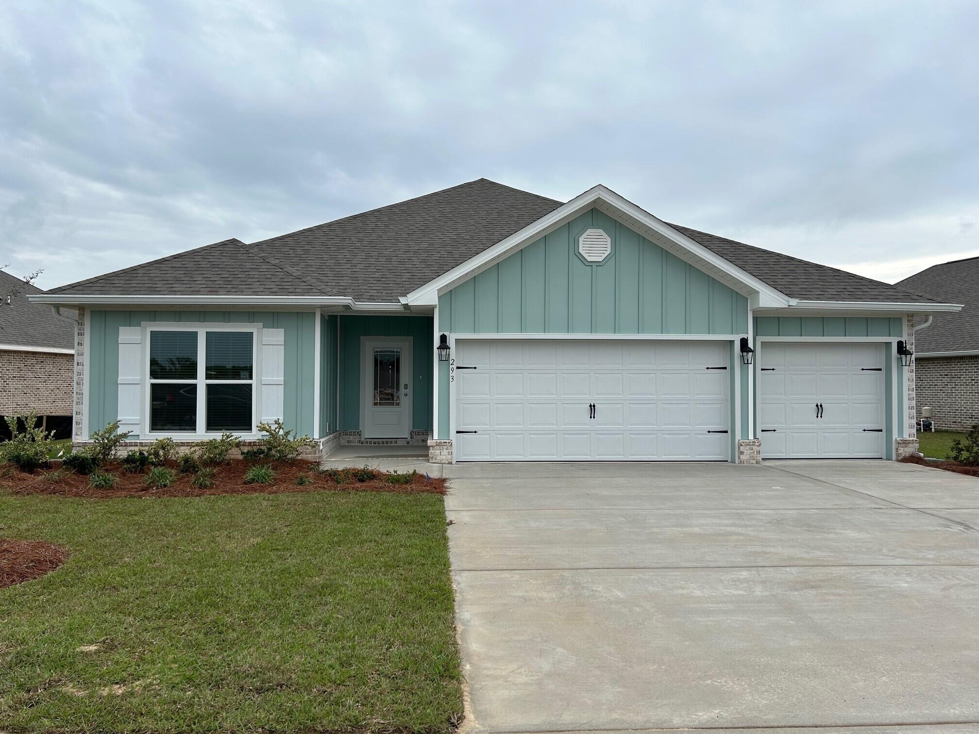 The Destin is a single story, 4 Bed, 3 Bath with 3 Car Garage home. Upon entering the Destin, two guest bedrooms and a full bath can be found to the side, and a bright, naturally lit kitchen, great room, dining room, and breakfast nook can be found straight ahead. Every aspect of this floor plan design accentuates the home's open concept feel, with the kitchen featured at the heart of the home. The kitchen includes a large quartz island, plenty of cabinet space, pantry, and easy access to the three-car garage through the laundry room. The primary suite is privately located at the back of the home and features a charming tray ceiling, a large walk-in closet, a dual sink vanity, garden tub, and separate shower. Off the great room is a covered lanai that provides a great space for relaxing