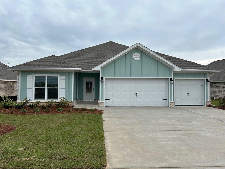 The Destin is a single story, 4 Bed, 3 Bath with 3 Car Garage home.  Upon entering the Destin, two guest bedrooms and a full bath can be found to the side, and a bright, naturally lit kitchen, great room, dining room, and breakfast nook can be found straight ahead. Every aspect of this floor plan design accentuates the home's open concept feel, with the kitchen featured at the heart of the home. The kitchen includes a large quartz island, plenty of cabinet space, pantry, and easy access to the three-car garage through the laundry room. The primary suite is privately located at the back of the home and features a charming tray ceiling, a large walk-in closet, a dual sink vanity, garden tub, and separate shower. Off the great room is a covered lanai that provides a great space for relaxing