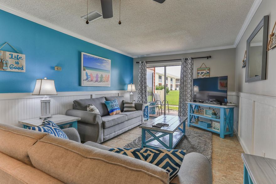 ATTENTION INVESTOR'S!  It will quickly become obvious why this 1 BR unit has been a rental machine the past 2 seasons boasting over $33,000 in RENTAL REVENUE.  The calm cool beach color's and coastal elegant decor creates a vacation vibe that jumps out at potential renters who are researching their next beach destination on the internet.  Spacious and steps away from the beach, pool, multiple beach access's, a 5 mile walk/bike path and the world famous POMPANO JOE'S restaurant positions this complex in an ideal location for fun and relaxation.Updated lighting, furniture and bathroom vanities create a cozy, clean feel that all visitor's will appreciate.  A spacious bedroom provides more than enough room for one or multiple beds.  POLYWOOD OUTDOOR FURNITURE also included.
