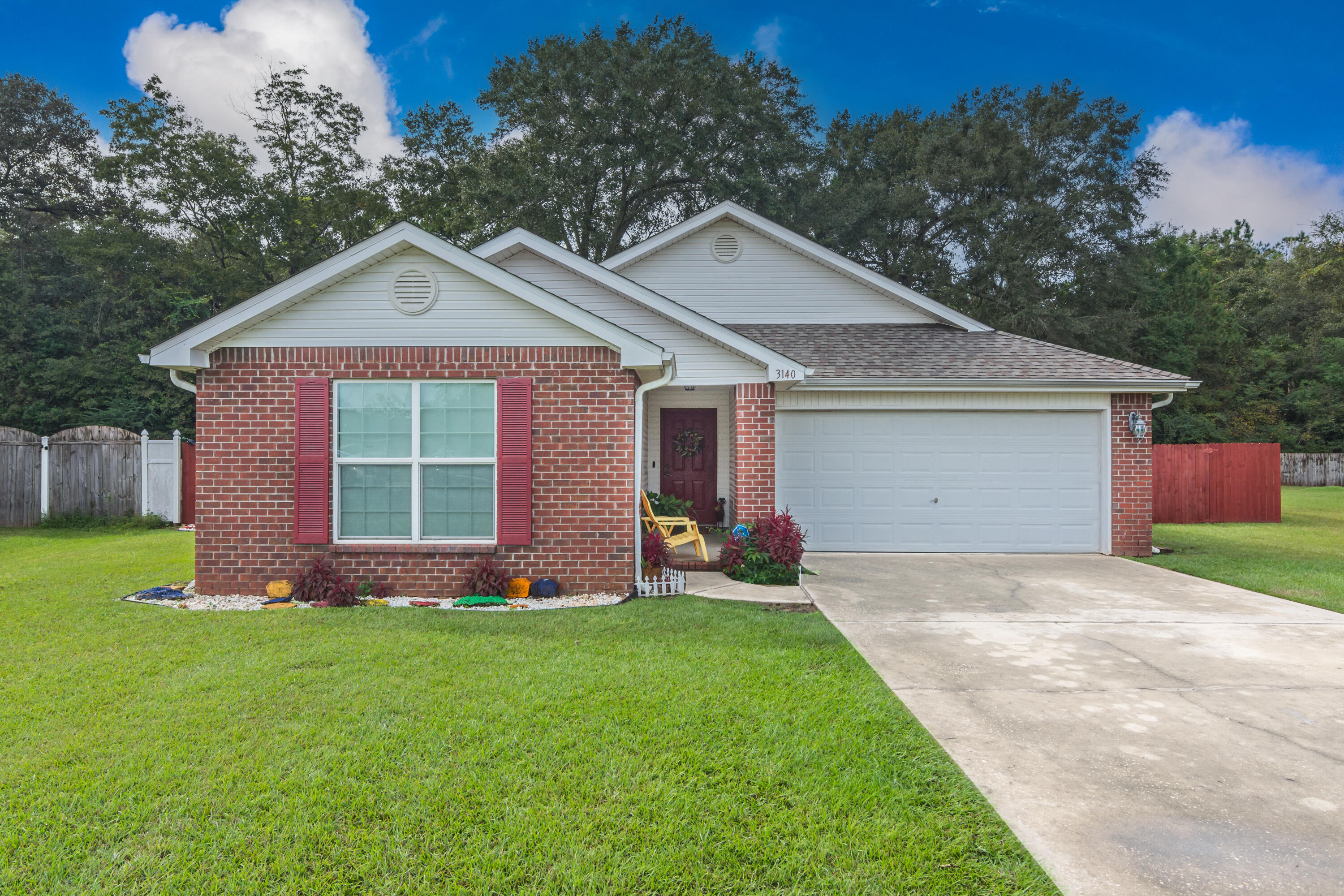 Spacious home located on a nice large level lot in Brooke Estates! The home features a nice roomy living room w/ semi open floor plan. The functional kitchen has center island, good cabinet space, stainless steel appliances and adjoining dining area. The master suite is large and can accommodate all of your large furnishings. Spacious master bathroom has dual vanity, garden tub, separate shower and walk-in closets. Nice sized additional bedrooms and guest bathroom. Newly renovated laundry room is super cute. Out back you will find a privacy fenced-in yard, covered rear patio, fire pit and bar/grilling area for entertaining. NEW ROOF, AC AND SEPTIC DRAIN LINES IN 2019 just prior to the current owner's purchase. Brooke Estates has wonderful amenities including a community swimming pool