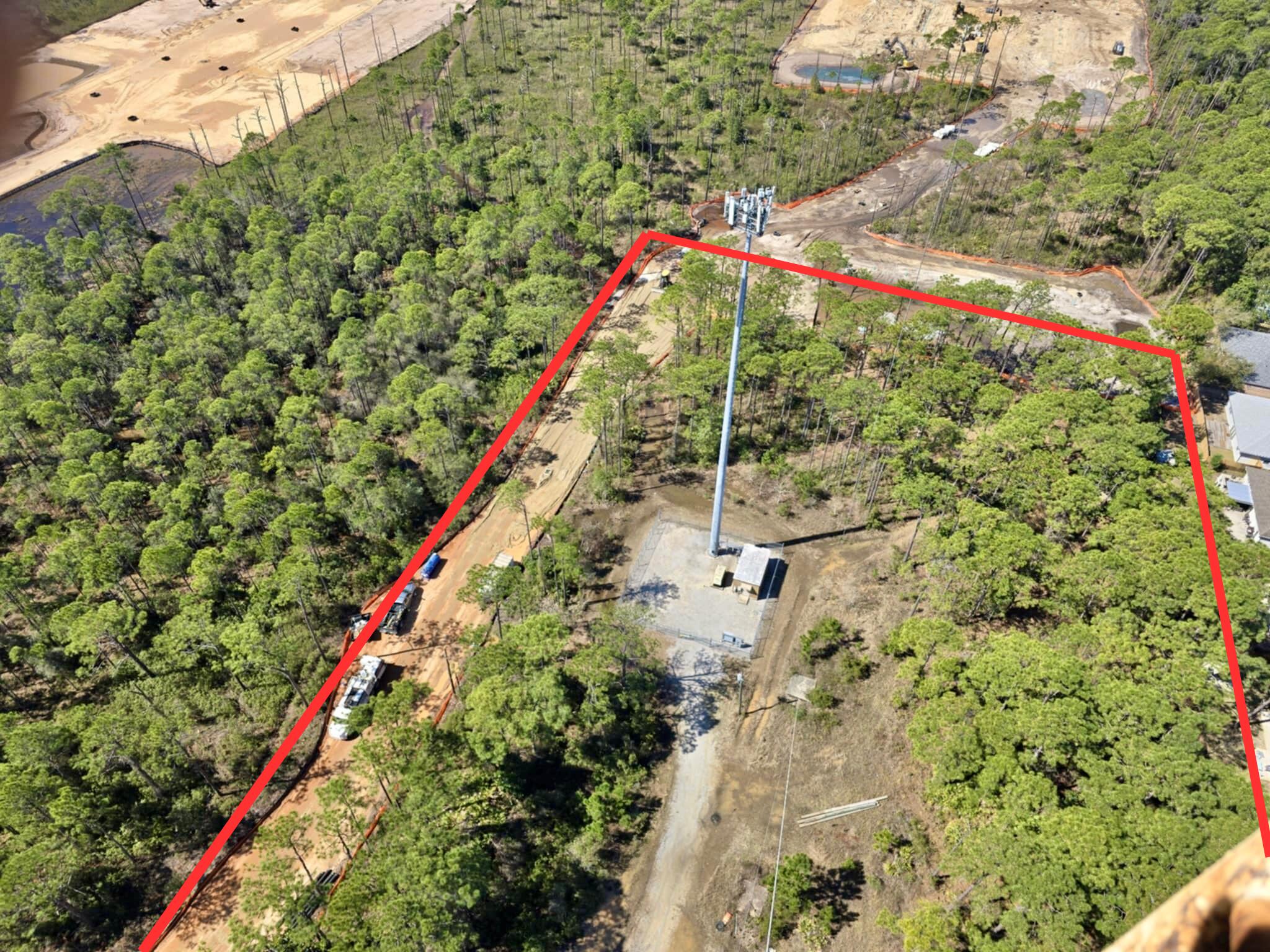 Zoned as ''Neighborhood Infill'' - Ideal development parcel on a fully buildable 4.24-acres with extensive 331 feet of direct frontage on Goldsby Rd. This partially cleared and level property offers exceptional access and development potential. Excellent utility infrastructure, fiber connectivity, and safety features. No wetlands.Key coastal amenities. Adjacent new townhome site for added context. Seller coordinating tower decommissioning. This site sits in a high-growth corridor with strong long-term upside. New 20' wide private asphalt road with a 5' sidewalk and streetlights (within a 33' easement along the southern boundary).
Existing fire hydrant, active electrical service, and fiber optics from both AT&T and Uniti Fiber.
The property sits adjacent to a newly approved 42-townhome development on a neighboring 5-acre site, signaling continued growth and rising demand in the area.
Whether you're a builder, investor, or someone looking to acquire land in proximity to the best of South Walton, this is a turn-key opportunity with infrastructure, and zoning all working in your favor.