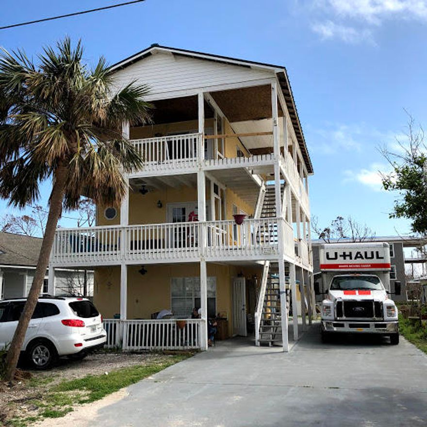 Call it Mexico Beach Strong, 850 Strong or Florida Strong the communities of the Forgotten Coast will be back stronger, newer and in a better position than they ever were before. Invest now because appreciation is only going up! This property is only one block to the deeded beach. The home DID NOT have flood surge! Water damage was from the roof damage and the windows breaking. Stucco will need to be patched and then redone. A lot of the tear out of the sheet rock and ceiling has been done. This was a 3 bedroom 3 bath home with amazing views from the second and third stories. You can reconfigure the inside to the way your want. There are 2 laundry locations. There are no structural walls that will have to be removed.