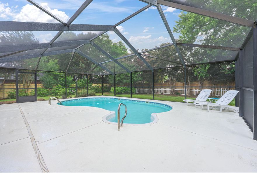 BRING ANY & ALL OFFERS! Welcome to this beautiful brick home located in the highly desirable and meticulously maintained Hammersmith neighborhood in Pace! Perfectly situated on nearly half an acre, this spacious 4-bedroom, 3-bathroom home with a screen-enclosed pool offers a blend of comfort, style, and functionality--all in a prime, central location. Step inside to find soaring ceilings and an abundance of natural light streaming through plantation shutters. The inviting living room features a cozy fireplace, while the adjacent kitchen boasts travertine tile countertops, ample cabinetry, and a large pantry--perfect for any home chef. A charming breakfast nook sits just off the kitchen, with a formal dining room on the other side. The split primary suite offers privacy and space, with a ma ssive en-suite bathroom that includes a jetted tub, walk-in shower, dual vanities, water closet, and an oversized walk-in closet. The remaining three bedrooms are tucked away on the opposite side of the home, with a full bath conveniently located between them. A third full bathroom is perfectly situated just off the pool area, offering direct outdoor accessideal for rinsing off after a swim without tracking water through the house. An additional bonus room at the front of the home adds flexibility, making it an ideal home office, gym, or playroom. Step outside to your own private oasis! The screen-enclosed sparkling pool is the centerpiece of the lush, tree-lined backyard, providing the perfect retreat for relaxing or entertaining. Enjoy the built-in TV while lounging poolside, let the kids and pets run free in the spacious yard, or enjoy your own garden sanctuary. This home truly has it allFEMA wind mitigation status, a 2 car garage, a pool, space, charm, and a location that can't be beat!