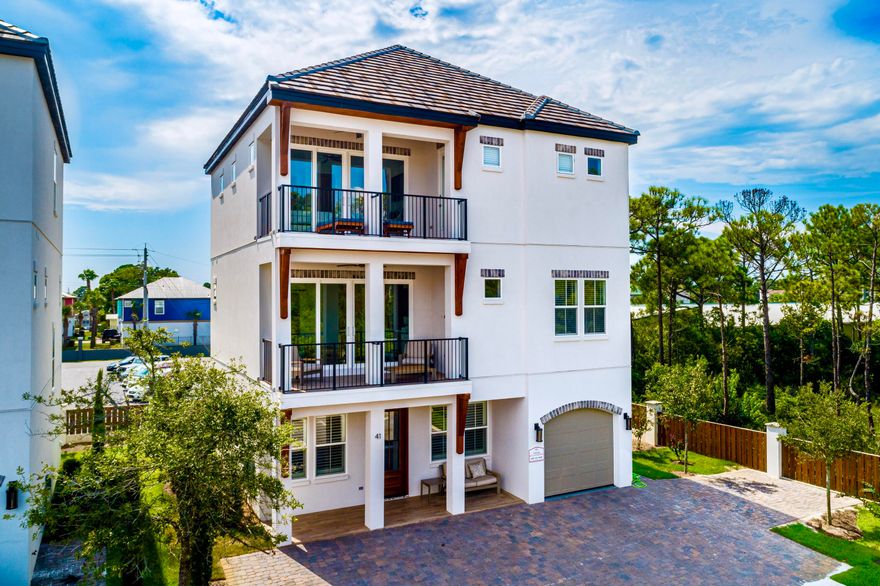 Pristine 2020 built home paired with exceptional finishes and resort style amenities. This beautiful beachside retreat has nearly $200,000 in rental income for 2022 with 14 days of owner blocks during high season and $91,000 on the books so far for 2023. 41 Mellow Way is prominently positioned just a few tiers back from the Gulf of Mexico and a short walk or golf cart ride to Miramar Beach's largest public beach access. Appointed with top of line appliances, 66'' built in fridge/freezer, quartz countertops, and hardwood floors throughout. Featuring two living rooms, 7 bedrooms, 6 & 1 half bathrooms, and two large balconies, this rental machine was thoughtfully designed to optimize sleeping capacity while giving everyone space to relax.