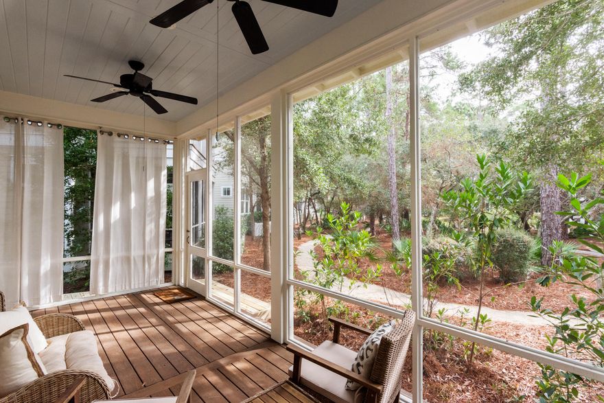 Perfectly positioned in Watersound West Beach, this lovely beach home sits on one of the largest lots on Anchor Rode Circle, overlooking Horseshoe Park.  This home has been beautifully designed and furnished and meticulously maintained.  The first floor features spacious kitchen, living and dining areas with two sets of french doors opening to an oversized screened porch overlooking the park. Also on the first floor is the master suite, laundry room and powder room. The second floor features two additional bedrooms and 2 full bathrooms, as well as a living area with built in bunks.  Watersound West Beach is private gated community, with exclusive deeded beach access, and a resort style pool.