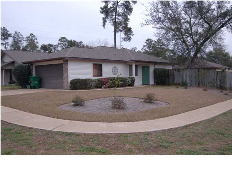 AVAILABLE DECEMBER 12, 2017!! Don't miss this opportunity on an adorable home in a great neighborhood close to schools, shopping and Eglin AFB! Owner is installing new flooring and paint throughout! Featuring a bright and open floor plan, cathedral ceiling in living room, large corner lot, 2 car garage and a large master suite, this one won't last. Owner is including lawn service for your peace of mind. Sorry, no indoor smoking. Small pets may be considered with a $400 non-refundable pet fee.