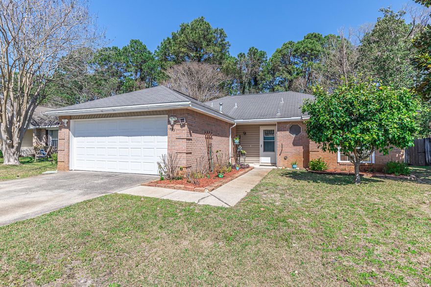 STUNNING BRICK AND VINYL HOME! This truly Florida inspired house welcomes you in with bright turquoise details. Upon entry there is newer warm walnut LVP flooring in the foyer, living room, and hall. The living room has a built in planter shelf, and a cozy gas fireplace. The Living Room flows seamlessly to the eat in kitchen where easy clean ceramic title flooring awaits. Epoxy marbleized inspired counter tops is host to a new stainless steel sink and faucet. Newer stainless steel appliances and the white cabinets give the kitchen a feel of clean lines. The eat in kitchen has new French doors with built in blinds that overlooks the enclosed pool  and lanai. Featuring a split floor plan, this home has its large master suite located conveniently... CLICK READ MORE
