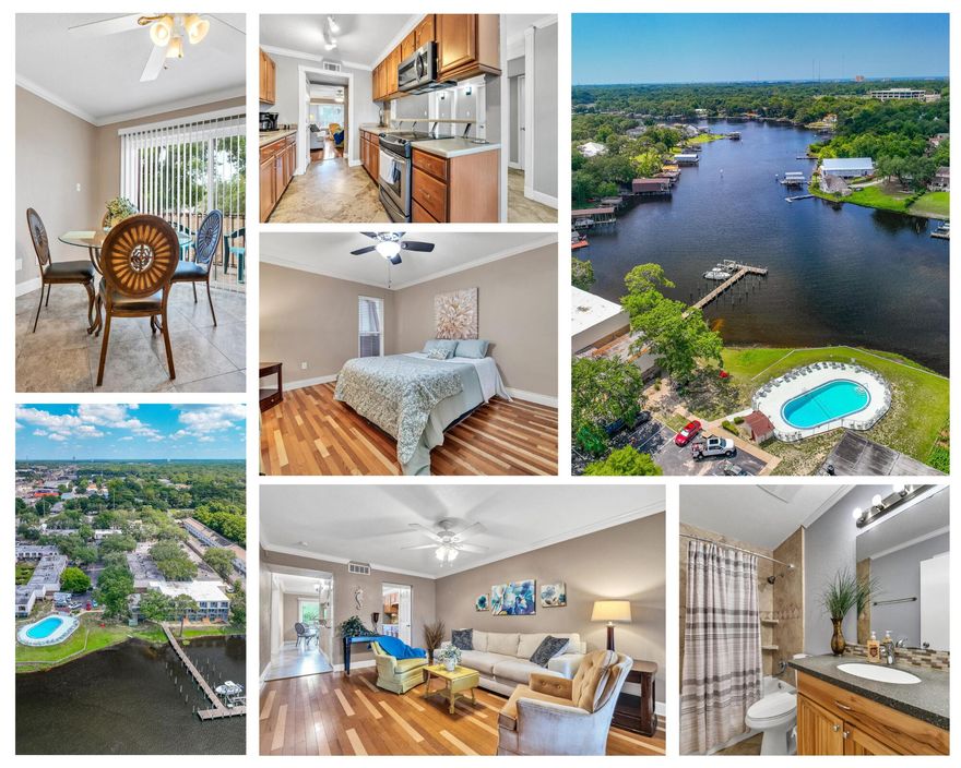 Introducing an extraordinary move-in ready 2-bedroom, 2-bathroom condo in a WATERFRONT community with 100% financing & VA APPROVED! This beautifully remodeled corner, end unit on the 2nd floor features a nice balcony with direct water views, perfect for enjoying the Florida sunshine. Enjoy water access to Cinco Bayou, a community dock, a sparkling pool, a recreational room, and tennis courts!This condo is not only a serene retreat but also a fantastic investment opportunity, having been a successful rental for many years. Its prime location offers easy access to local amenities: a 7-minute drive to the nearest boat ramp, 15 minutes to the stunning Gulf of Mexico beaches, and less than 10 minutes to downtown. It's also conveniently situated 5-7 miles from Hurlburt Field & Eglin AFB , shopping, and amazing restaurants. The condo's interior is a blend of modern luxury and comfort, featuring tile and hardwood floors throughout. The updates are extensive and impressive: travertine in all wet areas, custom travertine tile showers, hardwood flooring in the living room and master bedroom, solid surface countertops, and a completely remodeled kitchen with new copper wiring. Additional touches of elegance include gorgeous crown molding, updated baseboards, and a host of updated fixtures. The kitchen shines with a 2021 stainless steel fridge, 2022 stainless steel microwave, and 2022 stainless steel dishwasher. Other updates include ceiling fans throughout, updated double pane sliding glass doors and windows in both bedrooms, an updated storm door, garbage disposal, doorknobs, full extension kitchen drawers, an updated electric panel box, fire alarms, all faucets and shower heads, all GFCI outlets, and a new USB outlet in the kitchen. The 2011 water heater and a 5-year-old HVAC system ensure year-round comfort. Living here is worry-free with an HOA that covers exterior insurance, pest control, landscaping, ground maintenance, water bill, and garbage. This waterfront gem offers an unparalleled lifestyle and is ready to welcome you home!







