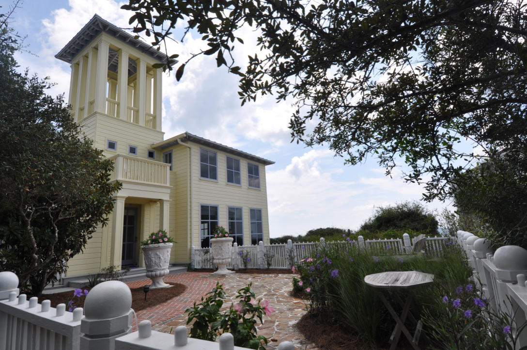 Secluded,gulf front lot eastern border Seaside, twice width of other gulf front lots in Seaside, 140' on gulf, 105' deep. One-of-a-kind design by Charles Warren, featured in several publications. Iconic Tupelo Pavilion adjacent to front door walk. Sand play area for children. Living & dining include columns & coffered ceilings & surrounded by floor-to-ceiling windows. Fireplaces in dining & master. Kitchen recently updated, Dacor gas stove, KitchenAid refrigerator, dishwasker, ice maker & microwave. Breakfast nook & bar. Ash & Maple floors. Mackenzie-Childs tiles in master & half baths. 2nd level open porch has unobstructed gulf views. Master, guest bedroom & tower w/gulf views. Windows & doors meet current code, standing seem metal roof, cedar siding, alarm, 2-car carport