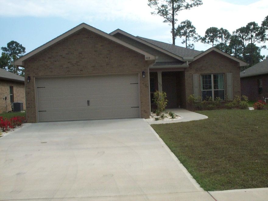 ONE STORY - ALL BRICK - UNDERGROUND UTILITIES - STREET LIGHTS - SIDEWALKS.. Vacation home and rarely used .. Never rented out.. All appliances stay including the washer/dryer.. Privacy for all with split BR plan.. Raised snack bar of galley kitchen faces LR.. Dinette area faces front of home.. Formal DR is more of a den or 4th bedroom without a closet.. LR has full glass doors leading out to covered rear porch with open patios on each side of the porch... One side of back lawn is wood privacy fenced.. Master BR has treyed ceiling.. Master BA has separate shower from garden tub.. Tilt-in EZ to clean windows .. Upgraded 2 panel interior doors thru-out.. 30 Yr dimensional shingles .. Community Pool. Catch/release fish pond.. Ideal biking neighborhood around bay front properties..LOVELY HOME