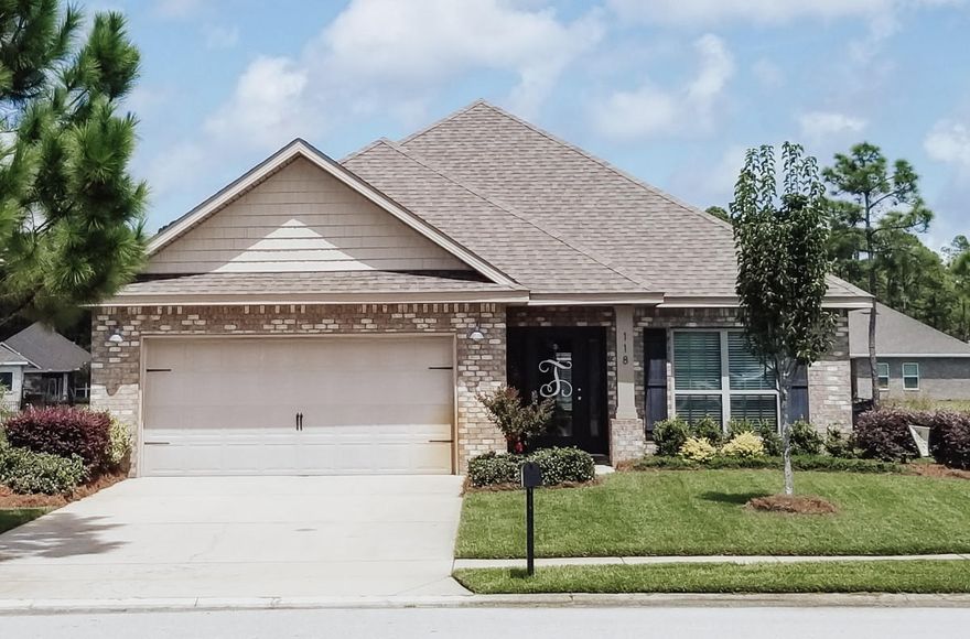 Welcome to the highly sought-after Driftwood Estates.  Spectacular one owner home on spacious lakefront lot.  Beautiful fenced in back yard with sprinkler system.  Well-appointed 3-bedroom, 2-bath home with open living and dining areas and an additional office/playroom with custom touches throughout, including French doors and upgraded lighting.  Driftwood estates is a wonderful neighborhood with a large swimming pool and clubhouse, fishing, and walking trails.  Convenient to the beautiful beaches of 30-A, Grande Boulevard, Sandestin, and Sacred Heart Hospital. White ceiling light in additional bedroom does not convey but will be replaced with ceiling light similar to that of other additional bedroom prior to closing.