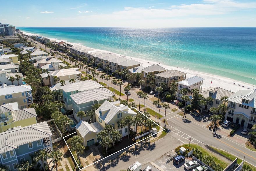 Prominently located on an expansive corner lot directly on Scenic 98, this bespoke coastal retreat offers expansive south facing porches with beautiful gulf views as well as convenient deeded beach access and excellent investment potential with $110,000 in projected annual gross rental income. Architecturally refined with thoughtful design, this well-maintained five bedroom home is situated in a premier location in Frangista Beach allowing for immediate gated community beach access as well as side entry parking with optimal ingress and egress from Hollywood Street highlighted by a detached one car garage with loft space that can be converted to additional living area if desired. The interiors have been recently re-painted and updated to include hardwood flooring, updated appliances and new