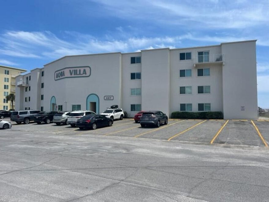 Nestled on the white sandy beach of Okaloosa Island, you'll find this quaint condo with a spectacular view and literally steps to the sandy beach of the gulf. Watch dolphins play from your dining table or out your master bedroom window. This is a 2 bedroom 2 full bath unit located on the second floor at Aqua Villa. The pool is located directly below the unit. It is one of the few condominiums on Okaloosa Island that still allow pets. Enjoy this unit as your second home or use it for a vacation rental. It is being sold fully furnished so if you plan to use it as a vacation rental, you're ready to go! Hurry! This won't last long!