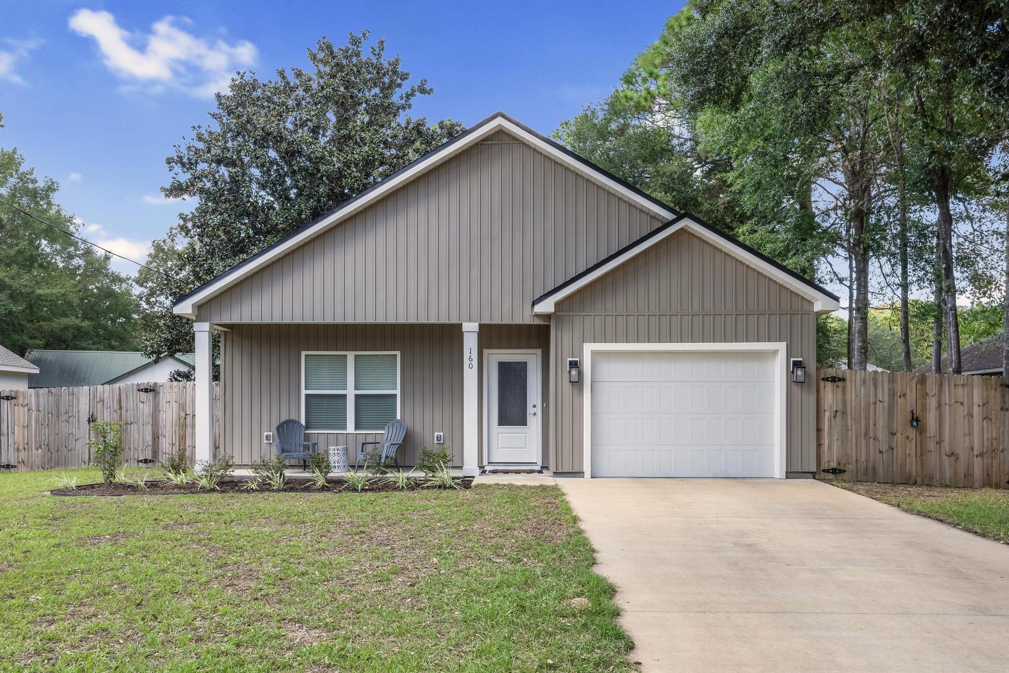 Step into this stunning 3-bedroom, 2-bath home in North Crestview, just one year old and better than new! Featuring an open floor plan, this home is move-in ready with modern finishes throughout. The kitchen is a dream with custom white cabinetry, stainless steel appliances, a granite backsplash, and granite countertops. Plus, the refrigerator is included! The living spaces feature beautiful LVP flooring with no carpet, while stylish fixtures add a touch of elegance.The master suite offers a spacious walk-in closet, a double vanity in the bathroom, and high-end finishes throughout. Outside, enjoy a fully fenced backyard with gates on both sides, a flat sodded lawn, and a covered patio perfect for entertaining. Ceiling fans are installed in every room for comfort, and the garage  includes an electric door opener for convenience.

This home also comes with a washer and dryer, and its location is unbeatable convenient to restaurants, shopping, and entertainment. A perfect blend of modern luxury and convenience!