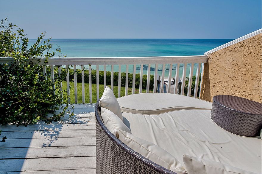 This Gulf front townhome presents a rare opportunity to own within the small, 8-unit community of Sea Shadows. Stunning views and private, deeded access to the beach make this property truly special. The second floor master bedroom enjoys a private balcony and unobstructed Gulf views are offered from both the first and second floors. This well-maintained townhome has a strong rental history.