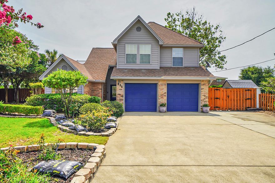 Live the Florida Dream!  Spectacular home features swimming pool (gas heater), Pool house with Bar and 1/2 bath, gas hook-up for grill and firepit.  Landscaping and Fresh Exterior Paint along with a Brand New Roof (coming soon) make this home Turnkey. Bring your flip flops; Pelican is across the street from Public Beach Access #5 and near the Sound. Granite counters/stainless appliances in kitchen adjacent to dining area. Open concept living room has 2 sets of large double windows that over look the pool and French doors access outside deck.  Vent free fireplace offers a cozy retreat in cooler weather.  First floor master bedroom and en-suite bath with tile surrounds a deep soaking tub. Hardwood floors and tile throughout.  Office Loft, 2 bedrooms , Full bath plus 2 bonus rooms upstairs.