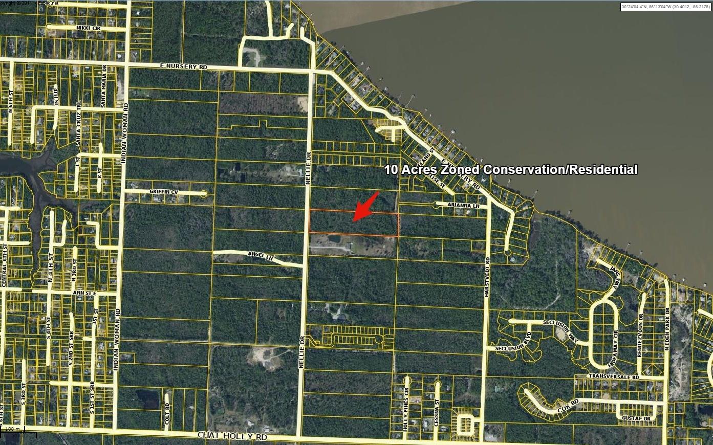 Great 10 acre development opportunity near Choctawhatchee Bay. This parcel is centrally located in South Walton and on a paved county road. This wooded property is zoned Conservation Residential 1 which allows Single Family Residences, Attached or Detached, 1 unit per 2.5 acres. This parcel DOES allow short term vacation rentals and general agricultural use - but no commercial or industrial uses. Builders welcome!! The outer edges of this parcel have wetlands but the majority of the acreage is in AE flood zone. Please drive by and ask your Realtor if you have any questions about this land or would like to make an offer.
