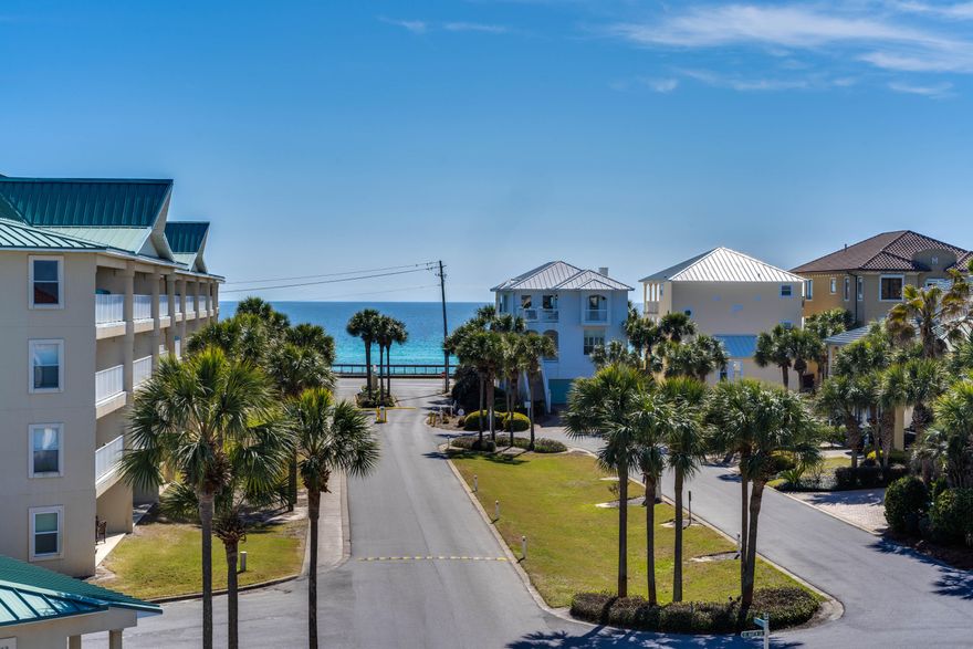 THIS BEAUTIFUL GULF VIEW TWO-STORY TOP FLOOR UNIT IN MARAVILLA sleeps up to 10 people making it a great vacation rental income property or a private family retreat. Maravilla is a gated complex and is one of the most popular family and pet friendly communities in Miramar Beach. Amenities include PRIVATE BEACH ACCESS WITH 2.5 ACRES of white sand & beautiful turquoise water; 33 acres of land for biking, jogging, & walking Marivella also has two pools, a hot tub, tennis & pickleball courts, shuffleboard, basketball, fitness room, & a clubhouse. This unit has it all!  Renovations include newer kitchen, freshly painted, upgraded bathrooms and upgraded flooring.  This two-story, two-bedroom plus an enclosed loft, two-bathroom unit has a spacious floor plan with fantastic vaulted ceilings.