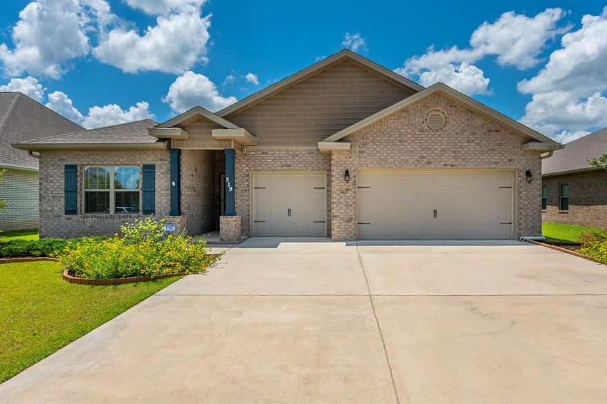 Here is your chance to get like-new construction without the wait! The Camden is a popular 3 car garage model. There is a private guest suite with separate bathroom and living room, perfect for overnight guests. There are trey ceilings in the living room, den, and master bedroom. The kitchen is equipped with a breakfast nook, large island, and granite countertops. The home has a sprinkler system with a separate meter to save on your bill, a Pelican water softener, gutters, water heater blanket, water heater timer, LVP flooring, 18x10 screened back patio, and fully fenced yard. The neighborhood has a dog park, playground, and beautiful zero entry pool, and large clubhouse. Buyer to verify all info deemed important.