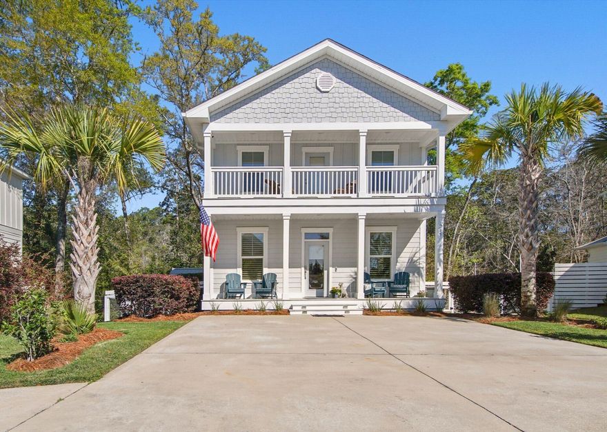 This 3 bedroom 2 and a half bath house with upgrades throughout truly stands out from the rest. As you arrive, you will notice the attention to detail in the landscape with palm trees and thoughtfully curated bushes that provide ample curb appeal. New irrigation was installed to keep everything beautiful year-round.  A living fence was added to the side and backyards perfect for enjoying the view of the creek bordering the backyard. Imagine being able to paddle your kayak from your backyard out to Choctawhatchee Bay! Take full advantage of Florida's weather and spend your nights grilling out on the new paver patio and enjoying the peace and quiet of Audubon Point. The front porch was enlarged to enable relaxing in the Adirondack chairs while sipping on your favorite beverage. Spend your