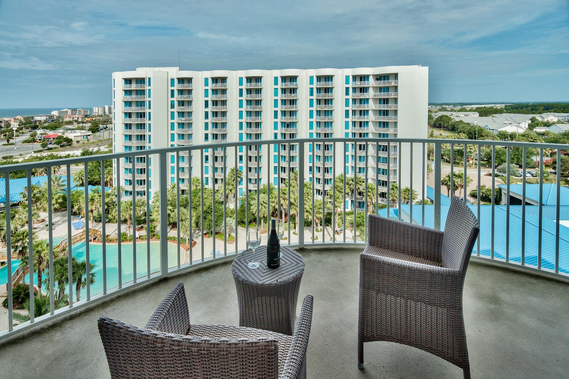 10th floor Gulf view rental ready 2 bed 2 bath furnished condo.Kitchen features maple cabinetry and granite countertops. Spacious balcony area which is accessible to the living room and master bedroom. Expansive 11,000 SF lagoon pool with waterfall and spa, children's pool, playground and splash pool, lighted tennis and basketball courts, huge fitness center, and covered protected parking. Also on site is the conference center, office center, and reception desk. THE HOA FEES INCLUDE ALL UTILITIES, INCLUDING ELECTRICITY, WATER, CABLE, AND INTERNET, HOA fees are $2,395.72/quarterly.