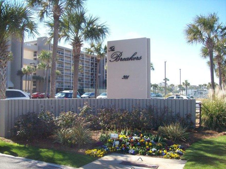 DON'T MISS THIS EXCELLENT OPPORTUNITY TO OWN A GULF FRONT CONDOMINIUM AT ONE OF THE MOST POPULAR VACATION DESTINATIONS ON OKALOOSA ISLAND! Spacious living area with tile flooring throughout and sliding glass doors that lead out to a balcony with wonderful views of the sugar white beaches and the emerald green water. Dining area opens into the living area. Light and bright updated kitchen with lots of cabinets, custom tiled counter tops, custom stone backsplash and a breakfast bar. Inside laundry and half bath conveniently located. Breakers amenities include: 24 hour front desk check-in and reservation service, security, association room for large parties, beach chair service, 2 Gulf front pool, fitness center with sauna, lighted tennis, BBQ and picnic area. New HVAC system and new
