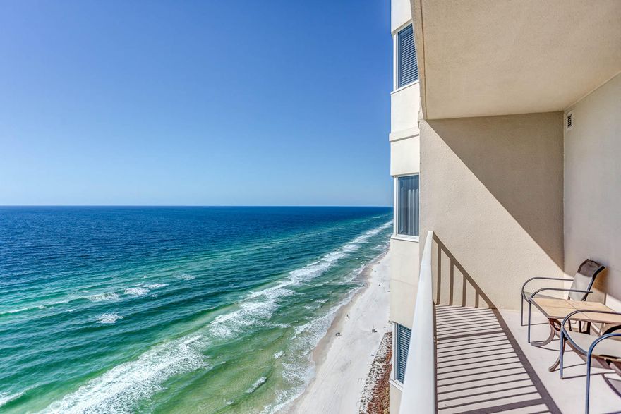 LOCATION, LOCATION, LOCATION!! Enjoy one of the resorts with the most amenities in all of Panama City Beach-TIDEWATER! Unit 2203 is a nicely furnished 1br/2ba gulf front condo at this mega-beach resort. Stunningly excellent 180 degree panoramic views of the sparkling emerald green gulf waters and white sand beaches from sunup to sundown. Close to the east end of the building, unit 2203 offers 934 sf of pure comfort. The unit has a King bed in the Master suite, hall bunk area and a queen size sofa bed in the living area. Unit 2203 features ceramic tile and carpeting for a clean look and easy care maintenance. Kitchen offers granite counters and a full array of white appliances. Draperies and crown molding add to the elegant colors and decor.