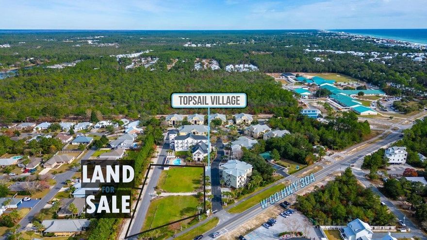 Prime commercial land zoned VMU located on the west end of 30A. Great opportunity for retail, office, restaurant, or a hotel. Property has no wetlands or drainage issues. Storm Water approved plan for existing Development Order. Water and Sewer Capacity. No land preservation requirements. Other utilities on site. There is a Master Association in place for road and common maintenance. Development Order with no expiration date is in place for a 39 unit Hotel and a 5200 sq. ft. Restaurant.