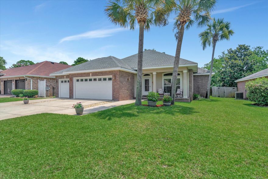 Discover your new haven! Nestled within the serene waterfront community of Sound Hammock, this captivating abode spanning 2461 square feet exudes timeless charm with its all-brick exterior and three-car garage. Set against the picturesque backdrop of Northwest Florida's coastal allure, this residence offers an idyllic lifestyle.

Embrace the allure of this highly coveted neighborhood, complete with a community pool, scenic nature trail, saltwater fishing, and exclusive deeded access to a new community pier/dock and kayak launching area. Prepare to embark on endless coastal adventures with your loved ones.

The heart of this home is a culinary masterpiece, featuring granite countertops, opulent cherry cabinets, a dedicated prep sink, a convenient built-in wine rack, and a try. Equipped with a Professional Series gas cooktop, double ovens, and a dishwasher, the kitchen empowers the family chef to craft delectable creations that cater to even the most refined tastes. A sunlit Florida room adds a delightful dimension, ideal for children's play or serene relaxation and reading. For formal gatherings, an elegant dining room awaits, setting the stage for memorable entertaining experiences. This thoughtfully designed residence offers three bedrooms, two and a half bathrooms, and the flexibility of an office or optional fourth bedroom. The master bathroom indulges with a separate walk-in shower, a rejuvenating jetted tub, dual vanities, and a generous walk-in closet. Experience enhanced comfort with a new Carrier HVAC system installed in 2023, complemented by the esteemed REME-HALO whole-home in-duct air purifier. The practical additions of a new Tankless Rheem water heater in 2023, a gas spigot on the back patio for grilling, and an irrigation well with a sprinkler system enhance your everyday convenience. The home's roof was refreshed in 2016, adding to its overall appeal. Situated in proximity to A-rated schools, military bases, shopping centers, golf courses, and the world's most exquisite beaches, including the captivating Navarre Beach just under 5 miles away, this residence offers a truly enviable location. Don't delay - your dream home awaits. Seize this opportunity and make it yours today!