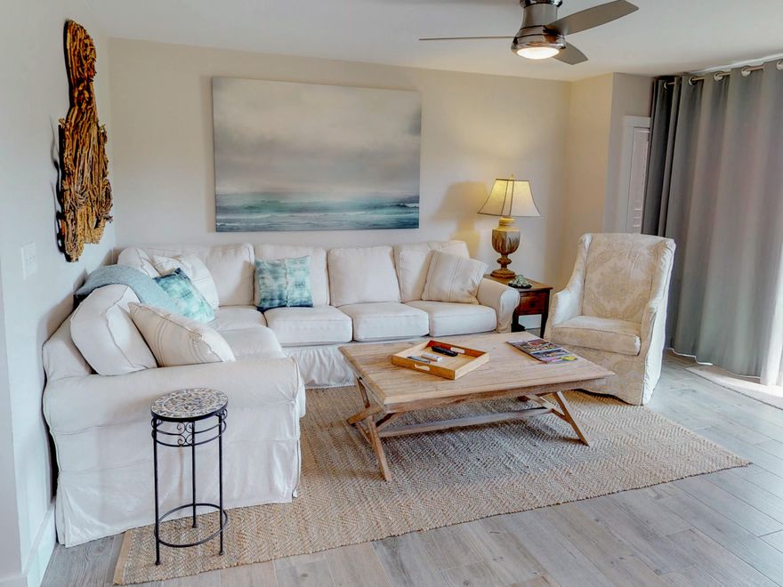 This beautiful 2 bedroom 2.5 bath townhome has been completely renovated and beautifully decorated. It has a great outdoor area for sitting watching golfers or enjoying sunsets. You will also want to have your morning coffee there and your evening cookouts. Please call for a viewing for your buyers that want a turn key property ready to enjoy.