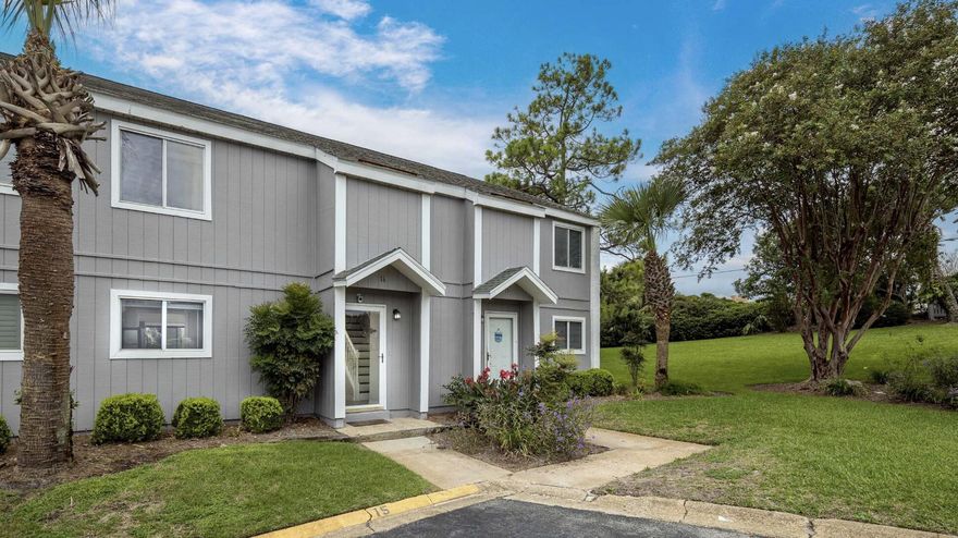 Welcome to South Bay by the Gulf. Please consider this beautifully maintained condo in the South Bay by the Gulf community in the heart of Destin, Florida. This 1,289 square foot, 3-bedroom, 2.5-bath unit offers an ideal opportunity as a full-time or second home, or short-term vacation rental. Positioned on 14 acres, this family-friendly community of 109 townhomes stretches from Highway 98 to the Gulf of Mexico, enjoying 300 feet of private, deep white sand beach along a low-density shoreline. The unit features an open living and dining floor plan with a sleeper sofa, a fully equipped kitchen, a private landscaped patio, an in-unit washer and dryer, and a functional bedroom layout including a primary suite with private bath, two guest bedrooms, a shared full bath, and a downstairs half-bath. Community amenities include two swimming pools (one seasonally heated), private beach access, a 5-acre freshwater lake stocked with turtles and ducks, a kiddie pool, grilling areas, tennis and pickleball courts, shuffleboard, and beachside volleyball. Conveniently located to Big Kahuna's Water & Adventure Park and just minutes from popular Destin dining and entertainment such as McGuire's Irish Pub, AJ's Seafood & Oyster Bar, and Margaritaville, this property combines coastal lifestyle appeal with strong rental and investment potential.
