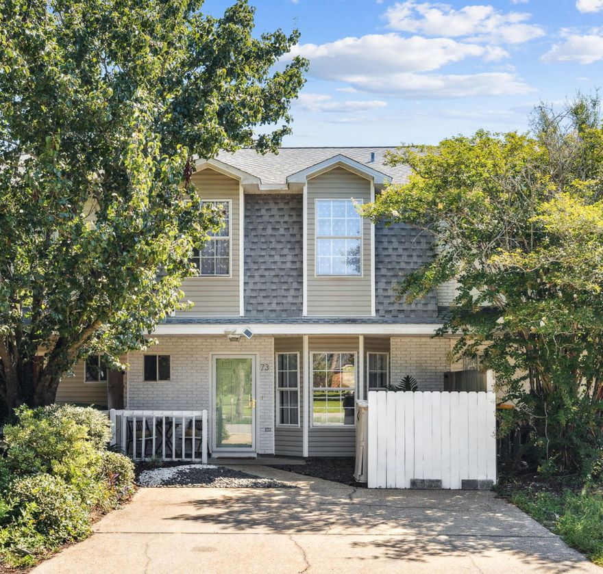 Stylish updates and a prime Destin location make 73 Crest Place a must-see. This 2-bedroom, 1.5-bathroom townhome offers the perfect blend of modern upgrades and everyday functionality, ideal for first-time homebuyers or investors seeking a strong rental property.The interior feels fresh and inviting with all-new stainless steel appliances, a new stainless steel kitchen sink, and modern lighting in the kitchen. Recent major upgrades, including a new 2-ton HVAC system (2023), a brand-new water heater (2025) and a 2019 roof, deliver peace of mind for years to come.Outdoor living is a highlight with a newly built deck, astro turf backyard, and refreshed landscaping. The exterior is equally polished, featuring freshly painted trim and a glass hurricane door with new weather stripping. Perfectly situated off Airport Road and Main Street, this home offers unbeatable access to the beaches, dining, shopping, and entertainment that make Destin so desirable. 73 Crest Place is move-in ready and full of upgradesjust bring your vision and make it your own.