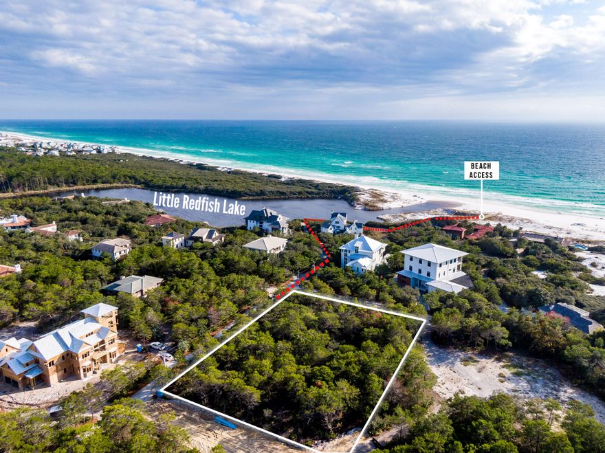 Bannerman Beach is a gated Gulf and lake front neighborhood along 30A. Deeded beach access exclusively for owners and guests connects you to the Gulf or Little Redfish Lake. Spacious half acre homesite with plenty of room to build your dream home at the beach and offers views of both the Gulf and Little Redfish Lake. This exceptional property is the only lot with no HOA fees, but is still bound to the original deed restrictions. Previous plans were in place to build a 6,000 square foot home with carriage house and are included in the purchase of this property. This lot is perfect for the person who enjoys all 30A has to offer, but wants the privacy of the most exclusive neighborhood in the area.