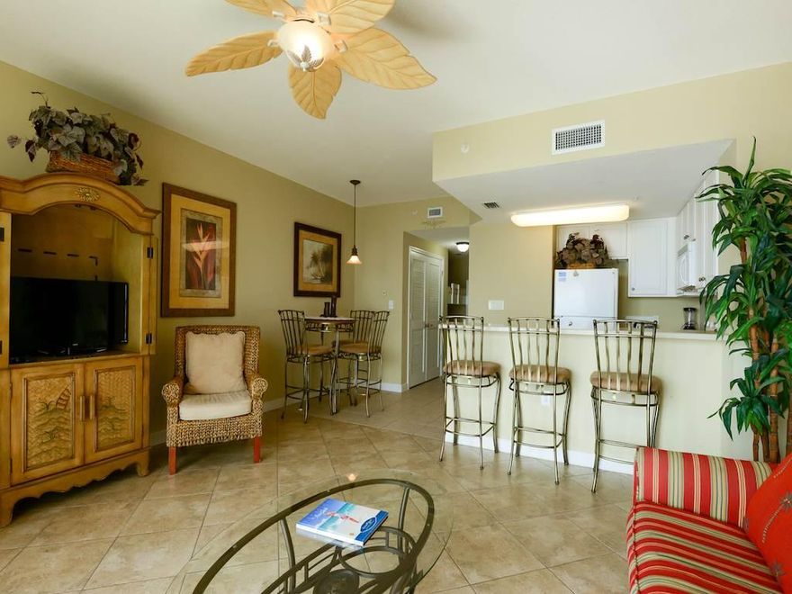 UNDER CONTRACT WITH CONTINGENCY, ACCEPTING BACK UP OFFERS.The highest grossing rental income condo in the ''B - 02 stack'' plan at Seychelles. This condo is being sold fully furnished. This floor plan is ideal for vacationers because of ideal privacy down the entrance hallway, the bunk area will be on your right immediately past the storage closet. The unit then opens up into the dining area and the kitchen will be on your left.