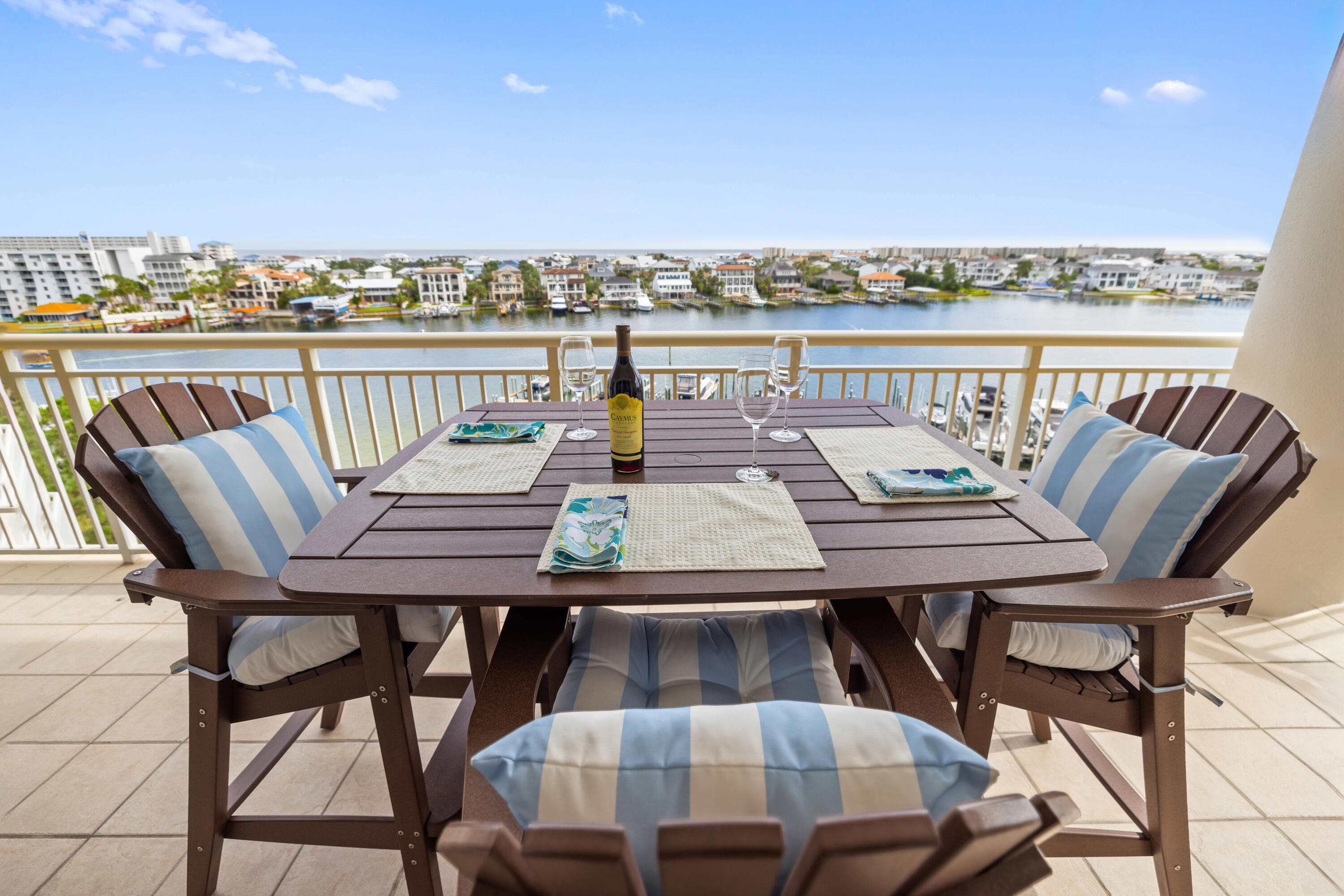 This stunning 3-bedroom 3-bath condo has many unique features with fabulous views of the Destin Harbor as well of the Gulf of Mexico. Grande Harbor is a very private, upscale, rental-restricted, gated condominium.Unit 520, with many high end finishes, is move-in ready and conveys mostly furnished. The kitchen features upscale appliances including a Thermador Dual Fuel Range with Griddle, a new LG French Door Refrigerator with Double Ice Maker as well as a Full Pantry. Additionally, there is a built-in Grill on the balcony just steps from the kitchen. The living room features a beautiful gas fireplace just below the 77-inch television for perfect entertainment viewing along with the in-home sound system. The bedrooms feature a King-size Sleep Number Bed in the Master Bedroom and a King-size Tempurpedic Bed in the Guest Bedroom. All lighting has been upgraded to LED and all bedrooms have ceiling fans. The storage in this unit is over the top with most closets being California-style closets. The Master Bath has dual sinks, dual medicine cabinets, glassed-in shower with shower head and hand-held unit, Jacuzzi tub, and separate water closet.
The separate Utility Room conveys with full-size Electrolux Washer and Dryer and provides additional storage space. There's even more storage space right outside the unit for your exclusive use.
This unit, this building, provides the ultimate quiet life style and time to enjoy all that Destin has to offer.
