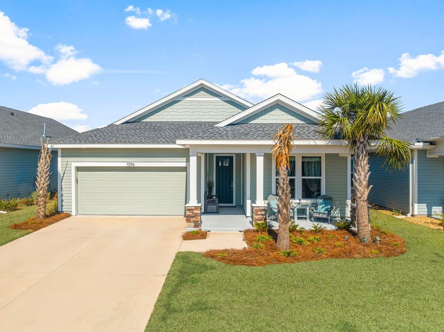 Welcome to your dream waterfront oasis, where tranquility meets modern living in this 3-bedroom, 2-bath home. As you approach, the beautiful steel frame construction hints at the durability and quality that lies within. Step inside, and you're immediately greeted by an inviting atmosphere, accentuated by soft-close shaker cabinets and gleaming quartz countertops in the gourmet kitchen, complete with a gas range that will delight any culinary enthusiast. Imagine waking up each morning in your cozy master suite, the sunlight streaming through hurricane-rated windows, casting a warm glow across your room. The day begins with a cup of coffee on your enclosed patio, where serene views of the pond invite you to unwind and appreciate nature's beauty. Whether it's a lazy Saturday or a busy weekda y, this peaceful retreat offers the perfect backdrop for reflection and relaxation. The thoughtful design of this home extends beyond its walls. Your new community embraces a vibrant lifestyle, with lush green spaces, parks for family fun, and playgrounds where laughter fills the air. Enjoy leisurely strolls along the sidewalks that lead you to the highly esteemed Breakfast Point Elementary and Middle School, making mornings a breeze as you walk your children to class. As the day unfolds, explore the scenic walking paths that wind through nature and around peaceful ponds, or venture out to Gayle's Trails for an invigorating bike ride. This neighborhood is not just a place to live; it's a community where you can build connections and create cherished memories. When it comes to entertainment, the nearby attractions are simply unparalleled. A short drive takes you to the world's most beautiful beaches, where you can bask in the sun or take a refreshing dip. For wine enthusiasts, Duplin Winery offers delightful tastings, while Frank Brown Park and the state-of-the-art PCB sports complex cater to your recreational desires. Top Golf promises fun and excitement, and Pier Park is brimming with shopping and dining options that will satisfy every craving. As the sun sets, enjoy a night out at Dolly Parton's dinner theatre, or indulge in the thrilling nightlife that the area has to offer. With multiple golf courses, arcades, and Shipwreck Island Water Park nearby, your weekends will never be dull! This waterfront home isn't just a place to live; it's a lifestyle waiting to be embraced. Don't miss the opportunity to make this enchanting property yoursschedule a viewing today and start your new chapter in this idyllic setting!