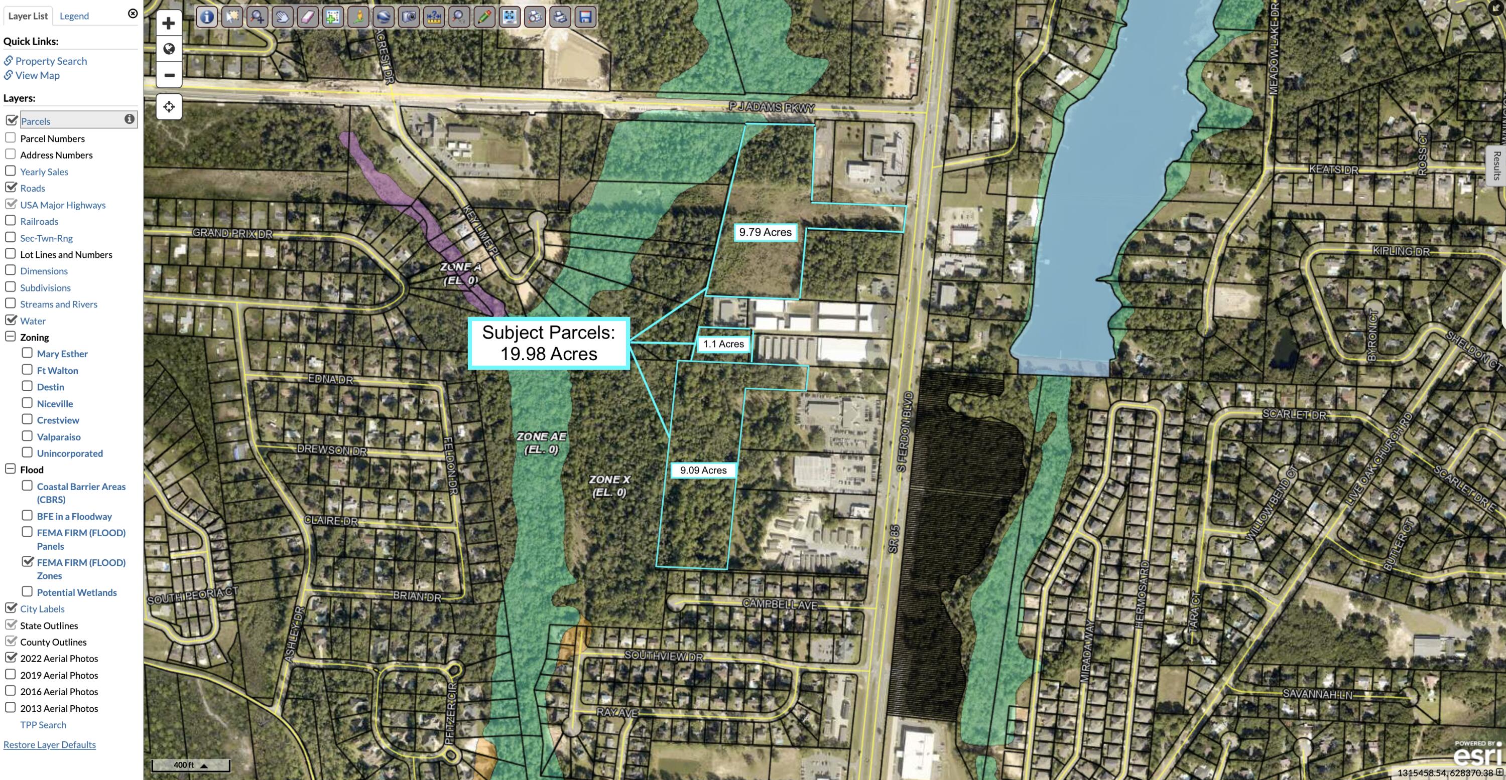 NBI Properties is pleased to announce a terrific opportunity to purchase 19.98 acres in the most robust commercial real estate market in Florida. The property is positioned within a high-traffic corridor with 345 front feet on PJ Adams Pkwy and 130 feet fronting Ferdon Blvd South with a combined traffic count of 63,000 vehicles per day. Zoned C-1 allowing a variety of commercial uses, the subject property is within one to two miles of Walmart, Crestview Commons, several hotels and restaurants, Hospital, Healthcare Providers, and easy access to Interstate 10.
