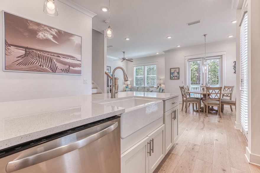 Beautiful Cozumel Plan in an ideal location backing to the Forest. Owner's King suite has three large windows overlooking the greenery of the Forest. Second bedroom has a King size bed also, Bunk room sleeps 4. Sleeper sofa in the family room. Beautiful Pine floors, professionally decorated. Light, bright on the West side of the community. Prominence now has TWO gorgeous pools! Plenty of entertainment, shopping and dining at the HUB 30A across the street. Excellent primary residence, second home or investment property.