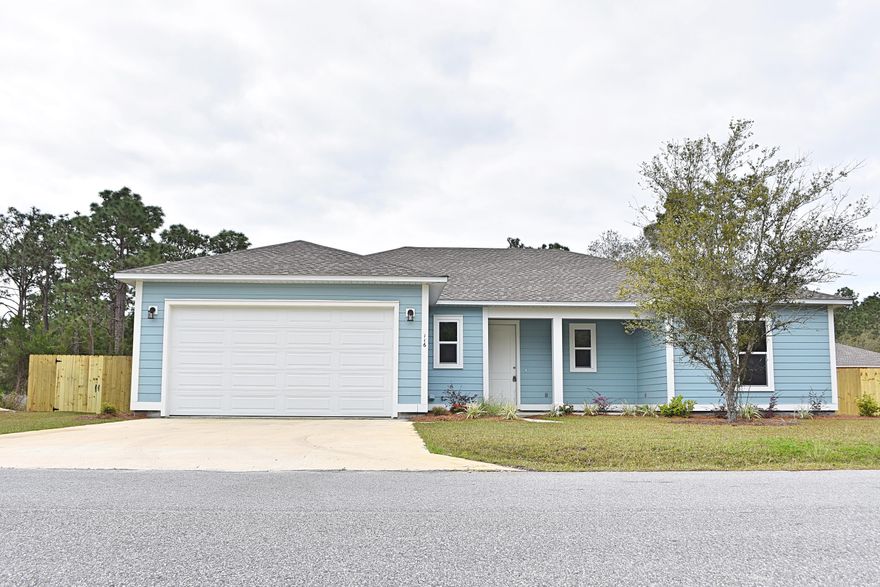 BRAND NEW four bedroom, three bath open floor plan home with 2-car Garage available now for Long-Term Lease. Close to Highway 98 and Wal*Mart, Grande Boulevards, Shopping, Entertainment, Restaurants, Schools and Employment Centers. Large Fenced Back yard, covered lanai with cable and electric. Split bedroom, small office, Vinyl wood plank flooring throughout the living areas, carpet in the bedrooms, Tile bathrooms. This home will not last long with low inventory. Garbage included.