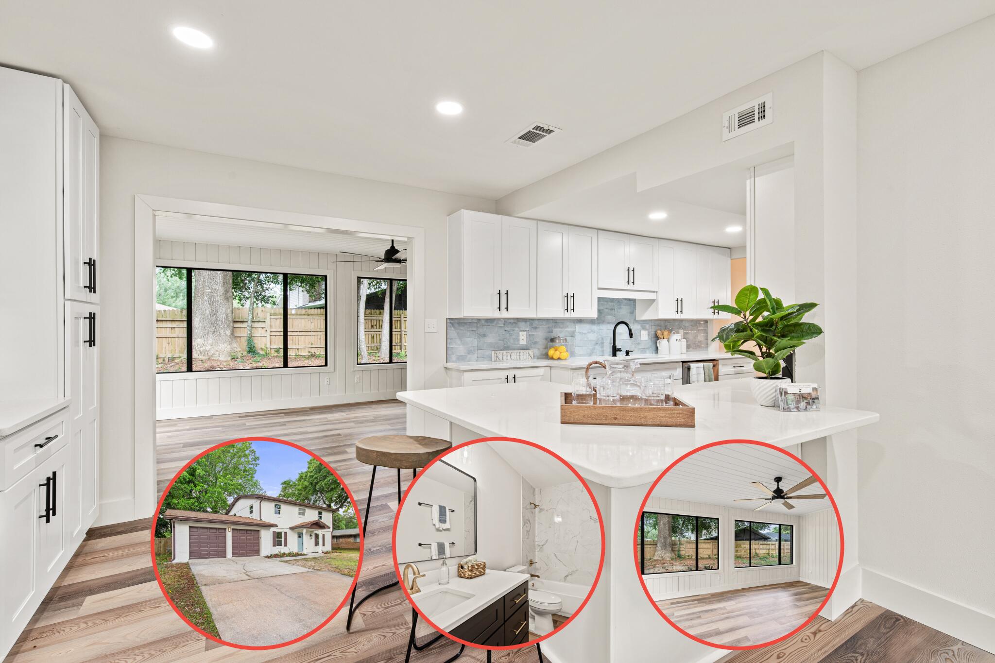 Welcome in to a gorgeous, completely turn-key property in the coveted Kenwood neighborhood. This home has been enhanced by an extensive renovation showcasing luxury touches throughout. As you step inside you'll find beautiful neutral tones, warm LVP floors, and three living areas to accommodate all of your entertaining needs. The kitchen is truly the heart of the home featuring new cabinets, a breakfast bar for four, coffee bar, stainless steel appliances, white quartz countertops, soft blue tile backsplash and pantry. The ample space of the main floor features a half bath, two living rooms, dining room, kitchen, laundry and heated and cooled den/sunroom. Enjoy your morning coffee in the den surrounded by windows providing a beautiful view of the backyard. All new systems to give you peace of mind for many years-2020 Roof, 2020 complete rewire, 2021 HVAC, 2022 gas hot water heater, and 2022 hurricane grade windows. As you go upstairs you'll notice the beautiful custom railing that encases the landing and leads to four bedrooms and a spacious hall bath. The master bathroom boasts beautiful finishes including a tile shower, new vanity and quartz countertops. Make this house your home and experience all the incredible neighborhood of Kenwood has to offer!