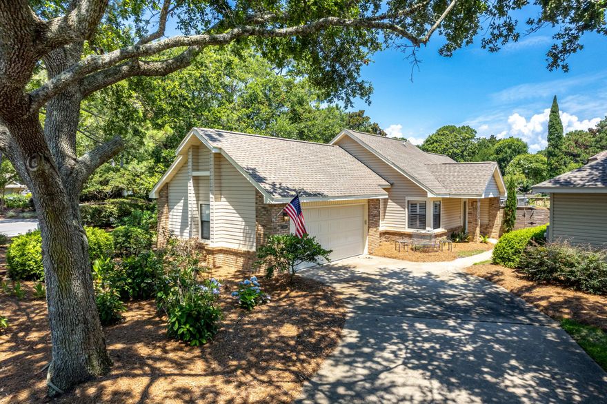 This lovely one level home is located on a large shaded corner lot in the non- rental Deerwood neighborhood located in the Sandestin Golf & Beach Resort.  Large driveway with an attached two car garage and ample storage! Enjoy the spacious and private fenced back yard with an open patio area perfect for entertaining. Inside the flooring has been updated with porcelain plank tile flooring throughout, new rear sliding doors. Primary suite includes ensuitebath and large walk-in closet updated with fabulous built-in storage. Custom window treatments recently installed, as well as recently replaced washer & dryer.  Sandestin Resort has so much to offer, just steps away from the walking park and a short golf cart drive, to the beach, marina, shops, or fabulous dining & entertainment options!