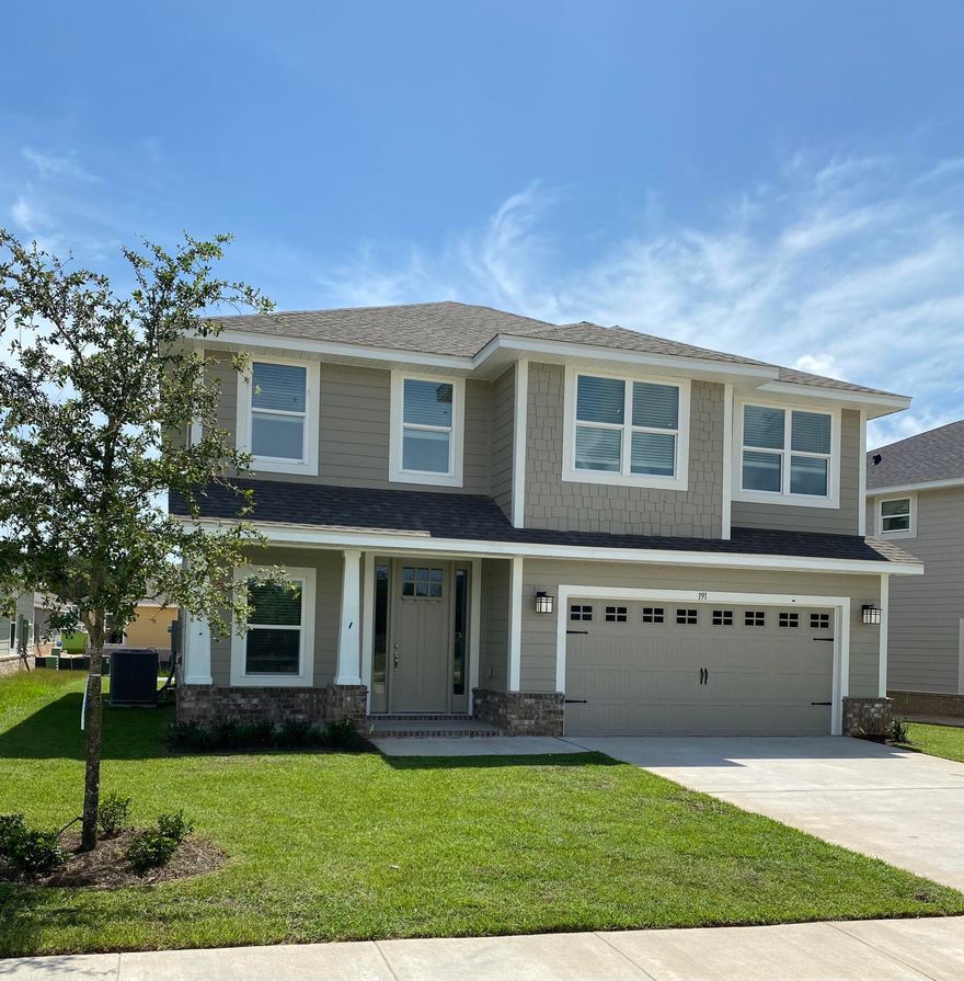 New community of Riverwalk located just 1/4 mile south of Freeport Publix off Hwy 331.  Just a 15 minute drive to South Walton beaches! Popular Craftsman 4 BR/3 BA home with Hardiboard siding and brick skirt. Interior features 9' ceilings on first floor, 8' entry doors, and game room on second floor. Trey ceiling in master with a large walk in closet. Durable Coretec Pro Plus vinyl plank flooring on the entire main floor and in wet areas upstairs.  Seller pays most closing costs with approved lenders. Community clubhouse with fitness room and pool.