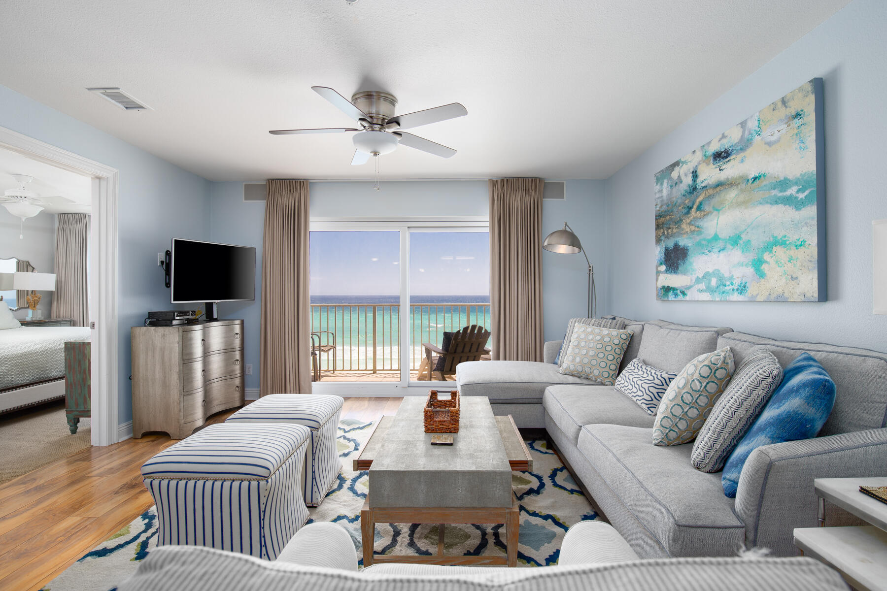 Endless Gulf views in this luxurious renovated condo in low density (only 27 residences) Emerald Dunes. Enjoy your gated paradise on the private beach. Professionally decorated with special high end beach touches make this condo home an exceptional performing rental. Beach colored laminate Flooring in kitchen and living areas. granite counters, stainless steel appliances in the kitchen, master bath is complete with a separate shower and a spa tub. Emerald Dunes pool is heated March-December. Separate storage area 10x5 shared by 5 ownersHighly desirable Crystal Beach is close to the Destin Commons and a short drive to Harbor Walk. Scenic 98 boasts bike paths along exceptional emerald Gulf views for walkers, runners, strollers, and bike lovers who want to enjoy life in paradise.