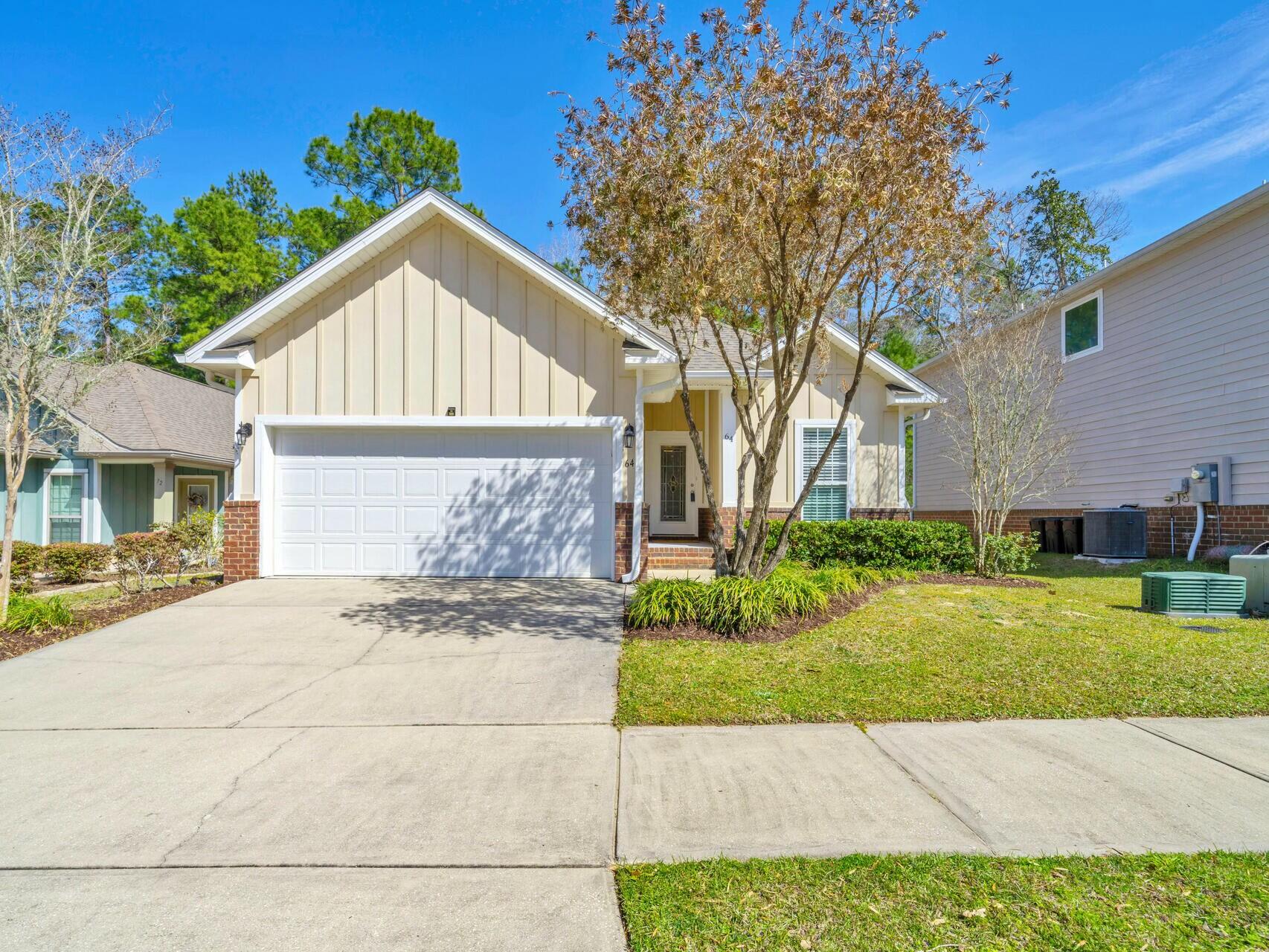 64 Marsh Landing in Freeport, Florida, is a charming 3-bedroom, 2-bathroom home located in the desirable LaGrange Landing community. This beautifully maintained property offers a well-appointed kitchen with stainless steel appliances, granite countertops, and a spacious pantry, perfect for culinary enthusiasts. The living room features a trey ceiling and flows seamlessly into the dining area, which overlooks the screened-in porch and private backyard. The screened-in porch and expansive deck create a comfortable and inviting space for entertaining or relaxing, offering serene views of the surrounding woods--perfect for enjoying nature or unwinding after a busy day. The master bedroom, with trey ceiling, includes an ensuite bath and a large walk-in closet, providing ample storage. Additional conveniences include a 2-car garage and a large laundry room.
LaGrange Landing provides residents with excellent amenities such as a community pool, playground, fishing lake, dock, walking trails, and access to Lafayette Creek for paddleboarding or kayaking. Conveniently located near Publix Shopping Center and just 15-20 minutes from the stunning beaches of South Walton, this home offers easy access to both everyday essentials and the Florida beach lifestyle.