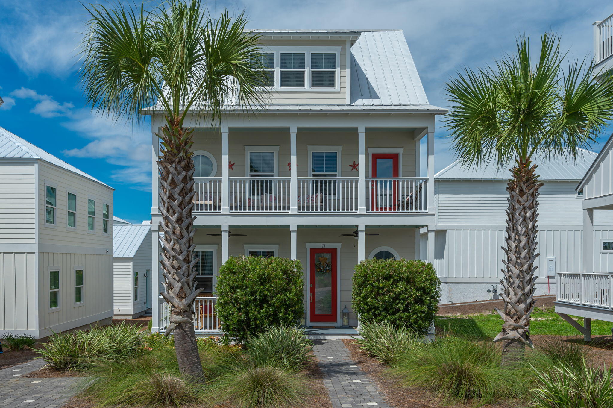 This charming 3 bedroom, 2.5 bathoom residence, nestled in Serenity at Dune Allen, invites a true sense of tranquility.  An ideal floor plan creates a relaxed flow, while numerous windows and doors provide an abundance of natural light.  On the first level, a large great room opens to a spacious dining area and a well-appointed kitchen, complete with granite countertops, and best-in-class appliances.  A sizable master suite, guest bedroom, bathroom, and bonus space are located on second level.  An expansive additional bedroom/bonus room is located on the third level.  In addition, the home offers substantial outdoor living space.  Two large decks span the front residence, and a sizable porch, with a private outdoor shower, is located to the rear of the residence.