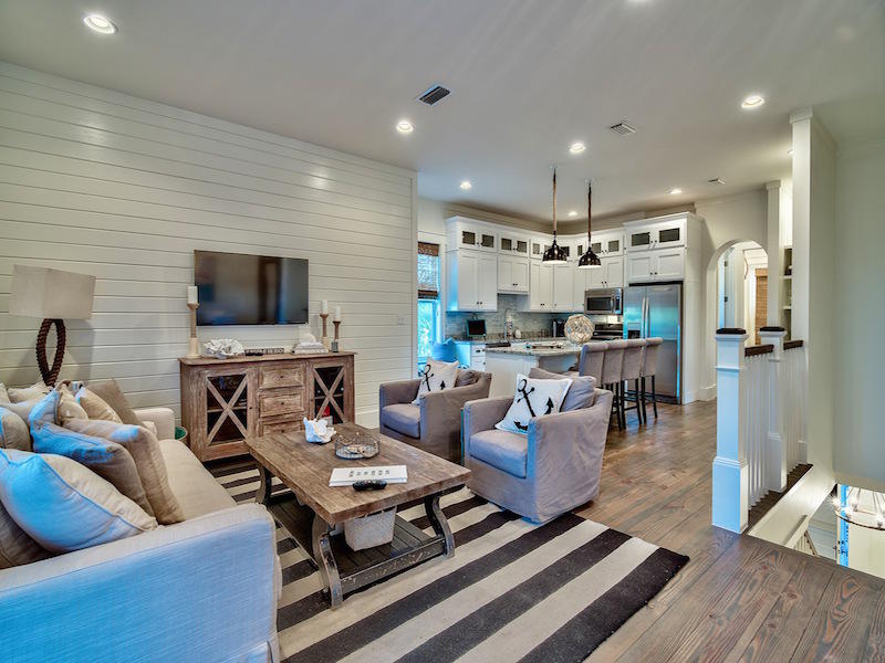 This outstanding Chi-Mar built home in 2015 features a reverse floor plan. Kitchen and living room with livable porch on the second level. Each bedroom has its own bathroom.Home has two master bedrooms . One on each level of this two story professional decorated home. SO so close to the village center and Rosemary Town center.