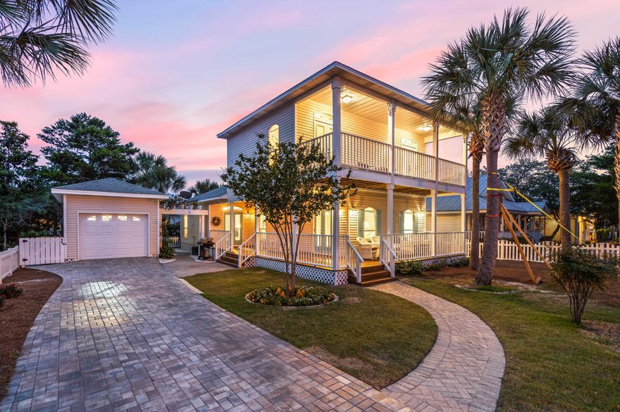 Snuggled between the sugar white sands of the beach and the shopping, dining, and entertainment of Destin Commons, 4496 Clipper Cove is a coastal cutie complete with picket fences, deep porches, and community pool just steps away. This 3 bedroom, 3 bath charmer has never been rented and features a downstairs master bedroom with updated ensuite bathroom, beautifully updated kitchen, and detached garage for either beach gear or tools to tinker. Upstairs, two generous bedrooms open to a covered balcony overlooking the charming neighborhood. The backyard includes a grilling area and table for al fresco dining after a day of fun at the beach which is less than 1000 feet away. Impeccable and turn key ready to catch the end of this summer rental season.
