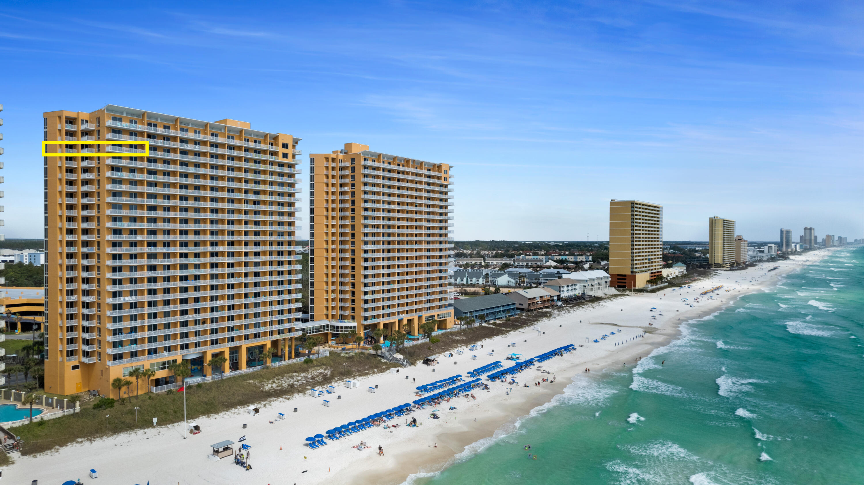 This amazing corner condominium is a PARADISE floor plan with a LOCK-OUT SUITE. It can be used as a 2/2 and a 1/1 or as a large 3/3. This End Corner Unit, with multiple balconies, and Gulf views from every room along with two primary suites, stack washer/dryer comes ready for your enjoyment. Interior features include 9' ceilings, granite counter tops and wood look tile throughout. SPLASH, a fabulous location with outstanding amenities with over 400 feet of pristine Gulf frontage, 3 Huge Pools, Lazy River & Enclosed Toddler Play Area, Waterview Fitness Center, Video Arcade & Theater Room, Pool Side Gas Grills, seasonal onsite water toy rentals and covered parking. Investment opportunities along with a family retreat.